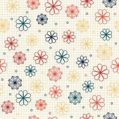 Seamless pattern with flowers in warm colors
