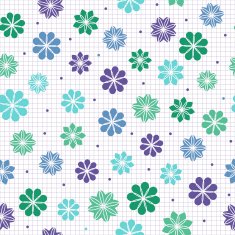 Seamless pattern with flowers in cool colors