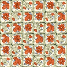 Abstract tiles with flowers and leaves