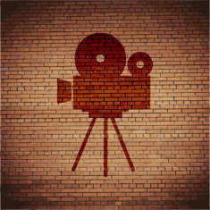 Videocamera Flat modern web button and space for your text N2