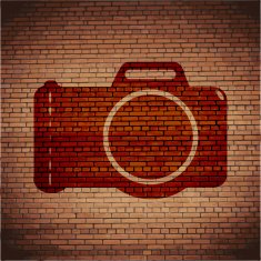 Photo camera Flat modern web button and space for your