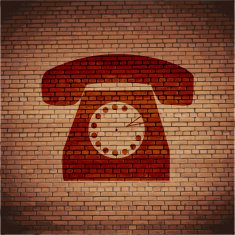 Retro telephone Flat modern web button and space for your