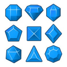 Set of Blue Gems for Match3 Games Vector