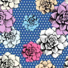 Vintage seamless flower pattern with dots