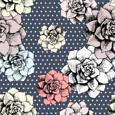 Vintage seamless flower pattern with dots N2