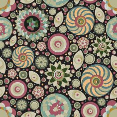 Circle abstract beautiful flower seamless pattern Vector N6
