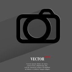 Camera Flat modern web button with long shadow and space N2