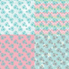 Cute seamless pattern set with retro bicycle