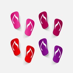Realistic paper sticker beach flip flops N2