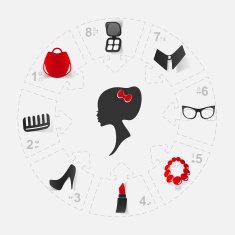 girl silhouette concept wardrobe cosmetics and ladies' dress N4