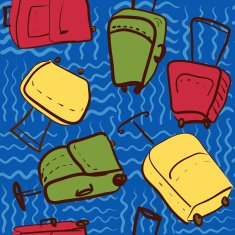 travel seamless pattern with colored suitcases vector illustration