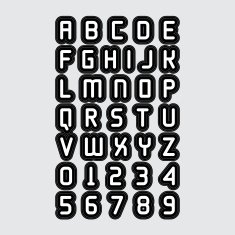 alphabetic fonts and numbers N6