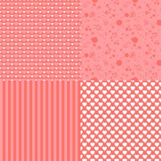 Set of romantic seamless patterns with hearts (tiling) Pink color