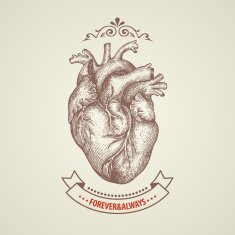 Valentine's Day card Retro engraving heart N2