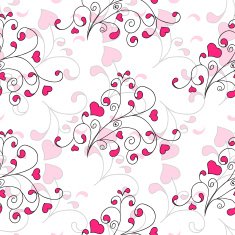 Hearts and swirls on a light background seamless background N11