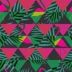 seamless flamingo vector patterns with color triangle ornament