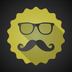 Glasses with Mustuches Flat Vector Icon long shadow