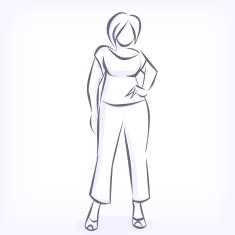 Contour of overweight elegant woman