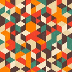Retro geometric pattern with grunge texture Seamless abstract background