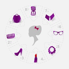 girl silhouette concept wardrobe cosmetics and ladies' dress N5