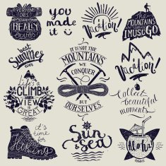 vacation hiking lettering set travel calligraphy