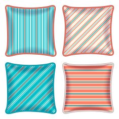 Four striped throw pillows