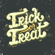 Trick or treat Halloween poster with hand lettering N4
