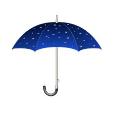 Umbrella in blue design with raindrops