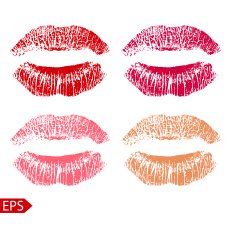 Print set of pink lips Vector illustration on a white N7