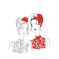 Girls in red dress vector isolated element for your design