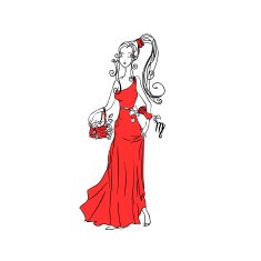 Girl in red dress vector isolated element for your design