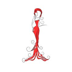 Girl with fish tail in red dress
