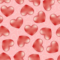 Seamless background with red glass hearts