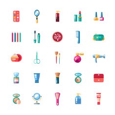 Set of flat design cosmetics make up icons and elements N2