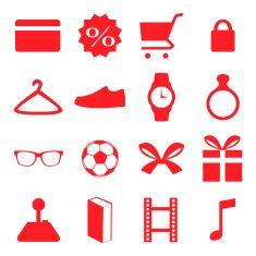 Shopping Icons Set Red