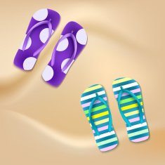 Colored beach slippers the sandy background N2