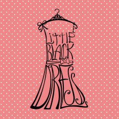 Silhouette of woman dress from words Polka dot background