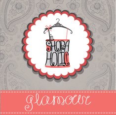Label with silhouette of woman short from words