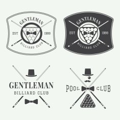 Set of vintage billiard labels emblems and logos