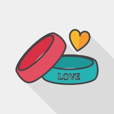 Valentine's Day couple bracelet flat icon with long shadow eps10 N23