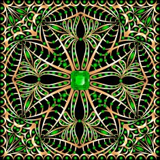 illustration background with gold jewelry patterned cross and precious stones