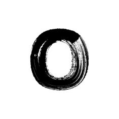 Letter O hand drawn with dry brush