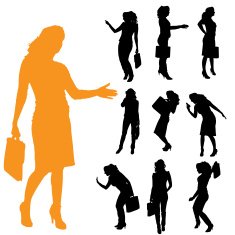 Vector silhouette of businesswoman N9