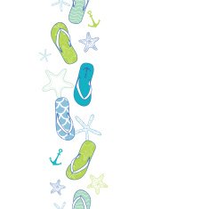 Nautical flip flops blue and green vertical seamless pattern background
