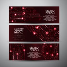 Vector banners set with Abstract red lights technology background