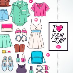 card with summer clothing