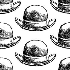 Sketch retro gentelmen hat vector seamless pattern