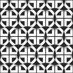 Geometric seamless pattern of black and white circles