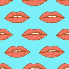 Sketch sexy lips in vintage style