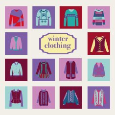 collection of woman and man winter clothes N2